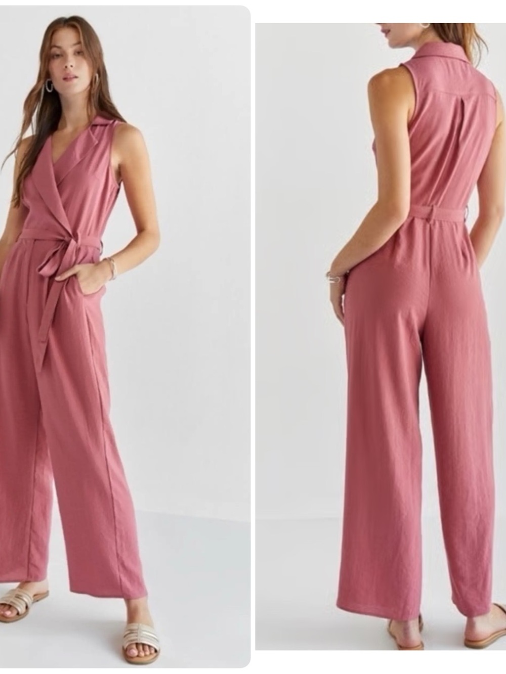 Audrey Parks for  Francescas Sleeveless Wrap Jumpsuit with Self-Tie Waist
